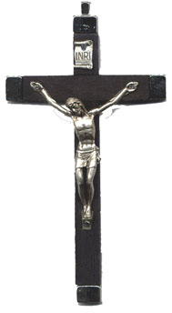 Crucifixes: Black wood and Nickel (Size 7)