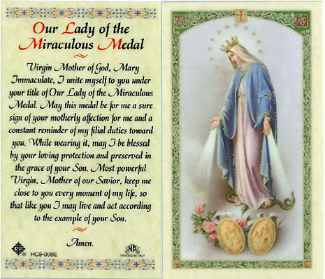 Holy Cards: Our Lady of the Mirac. Medal Holy Card
