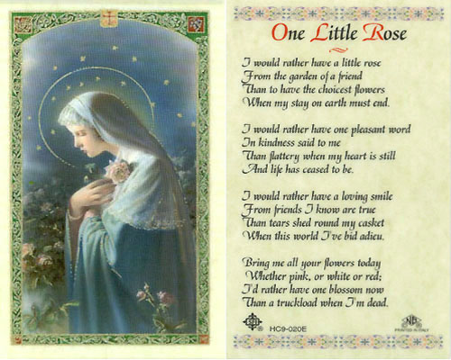 Holy Cards: One Little Rose Prayer