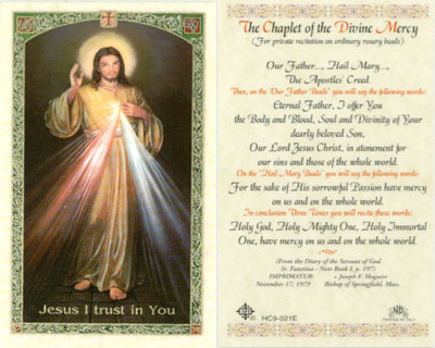 Holy Cards: Chaplet of Divine Mercy Holy Card