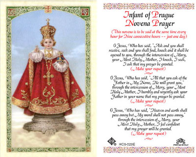 Holy Cards: Infant of Prague Novena Prayer