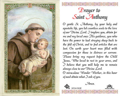 Holy Cards: Prayer to St. Anthony