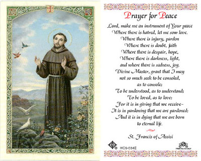 Holy Cards: Prayer for Peace (St. Francis)