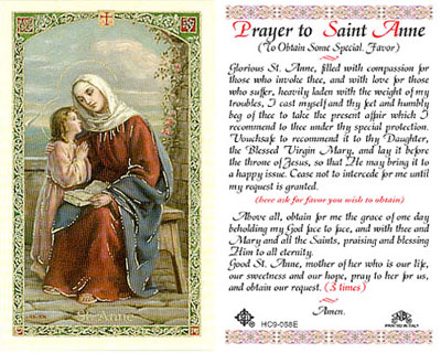 Holy Cards: Prayer to St. Anne Holy Card