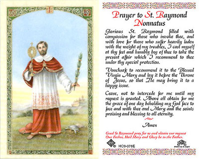 Holy Cards: Prayer to St. Raymond Nonnatus Holy Card