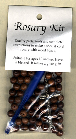 Rosary Kits: Retail Rosary Kit: Wood/Cord