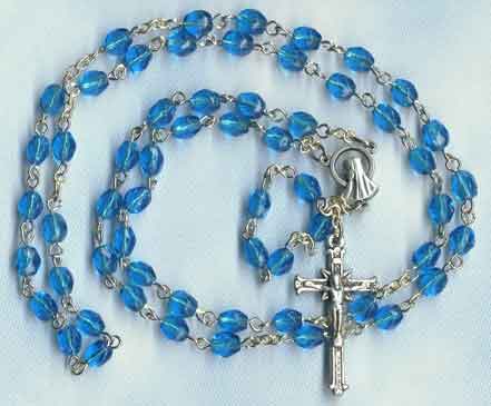 Pre-made Rosaries and Chaplets: Aqua Blue Glass Rosary