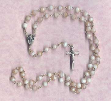 Pre-made Rosaries and Chaplets: Pink Swirl Glass Rosary