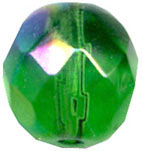 Glass Beads: AB Cz FP Emerald Glass 6mm