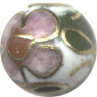 Unusual Beads: Cloisonne White 6mm