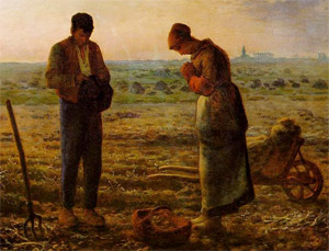 Image of couple praying the Angelus by Millet