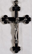 Rosary Crucifixes : Silver Colored: Black Inlay (Size 6) NS and PL