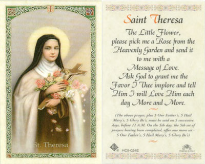 Items related to Theresa (Therese) of Lisieux: Prayer to St. Therese Holy Card