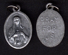 Religious Saint Holy Medal : Silver Colored: Immaculate Heart OX medal