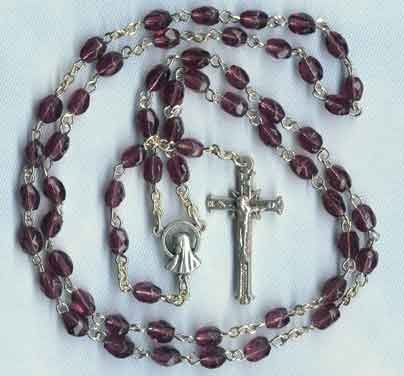 Finished Rosary Beads: Amethyst Glass Rosary